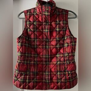 Talbots Red Tartan Plaid Down Puffer Vest Jacket Quilted Gorpcore Cabincore XS